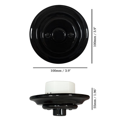 Retro Loft Style Dimmer Light Switch Industrial Flushed-Mounting Vintage Cottage Ceramic Black