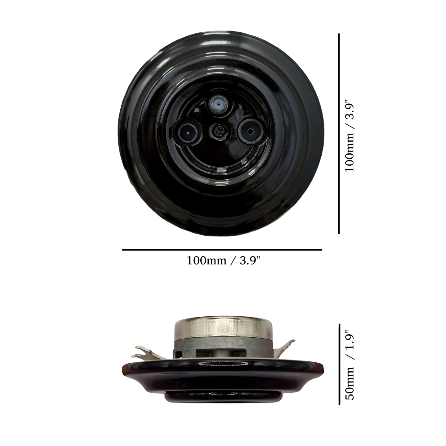 Porcelain Loft Retro Electrical TV/SAT Socket Flush-Mounting Vintage Cottage Ceramic Black