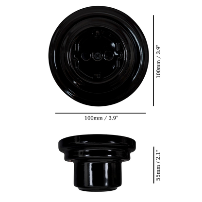 Surface-Mounting German Schuko Power Socket Porcelain Loft Retro Electrical Vintage Cottage Ceramic Black