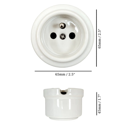 Power Socket Porcelain Loft Retro Electrical French Surface-Mounting Vintage Cottage Ceramic White