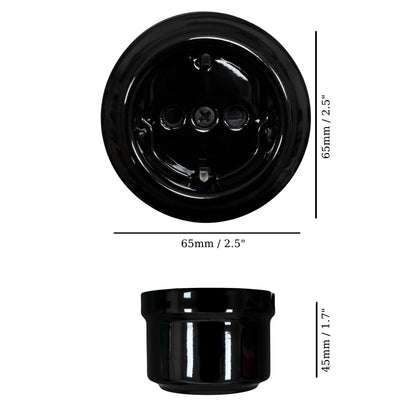 Single SCHUKO porcelain socket insert, black, surface-mounted, measurements