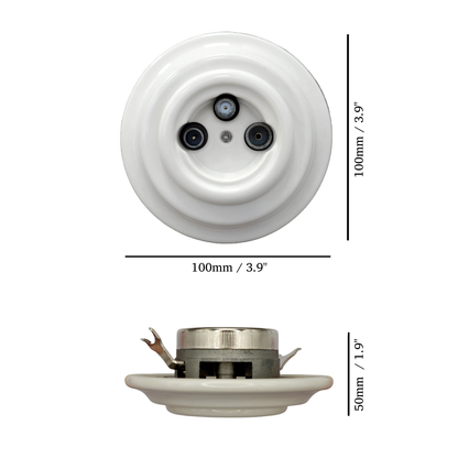 Porcelain Loft Retro Electrical TV/SAT Socket Flush-Mounting Vintage Cottage Ceramic White