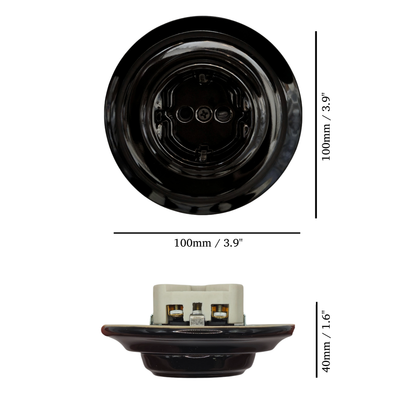 Power Sockets Porcelain German Schuko Loft Retro Electrical Flush-Mounting Vintage Cottage Ceramic Black