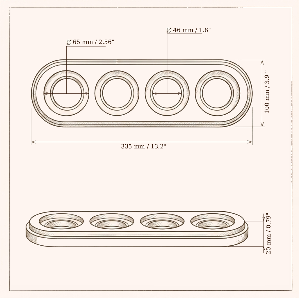 Surface Mount Socket and Switch Quadruple Frame in Light Brown