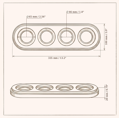 Surface Mount Socket and Switch Quadruple Frame in Light Brown