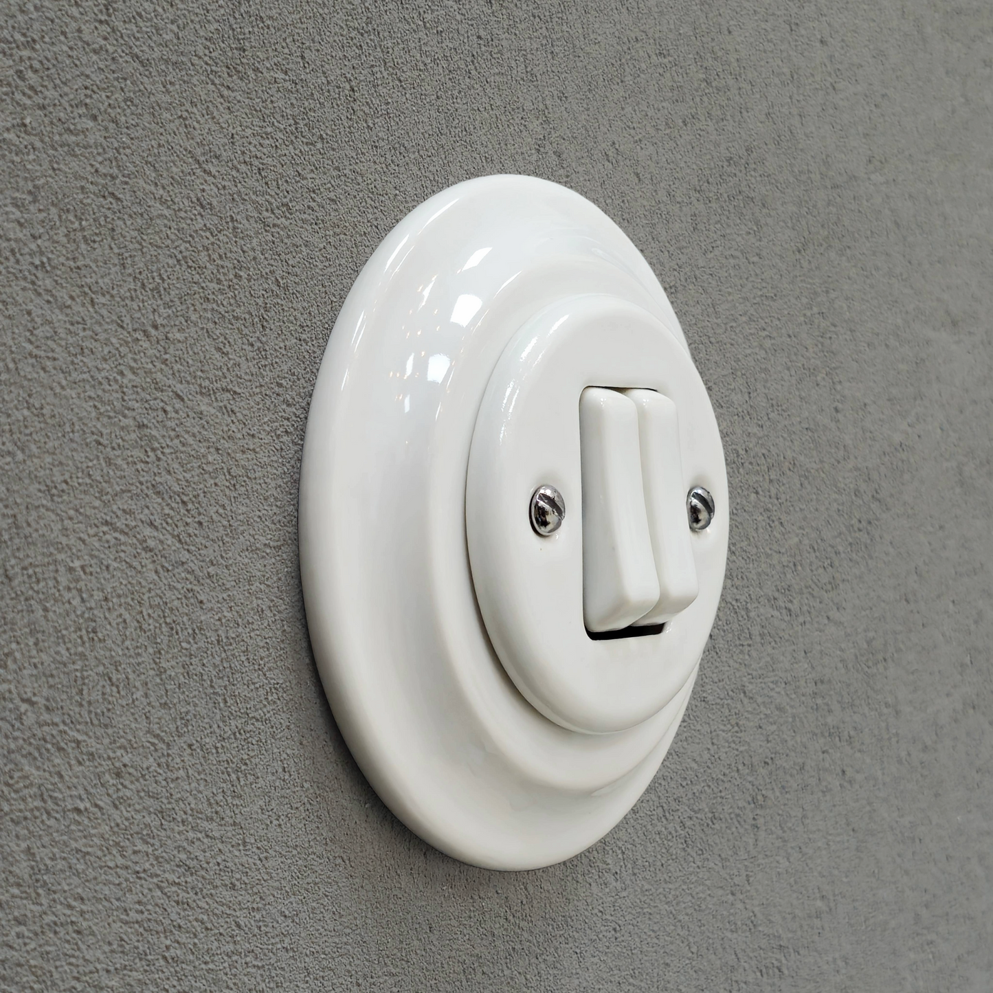 Light Switch Porcelain Loft Retro 2-gang Two-way Flush-Mounting Vintage Cottage Ceramic White