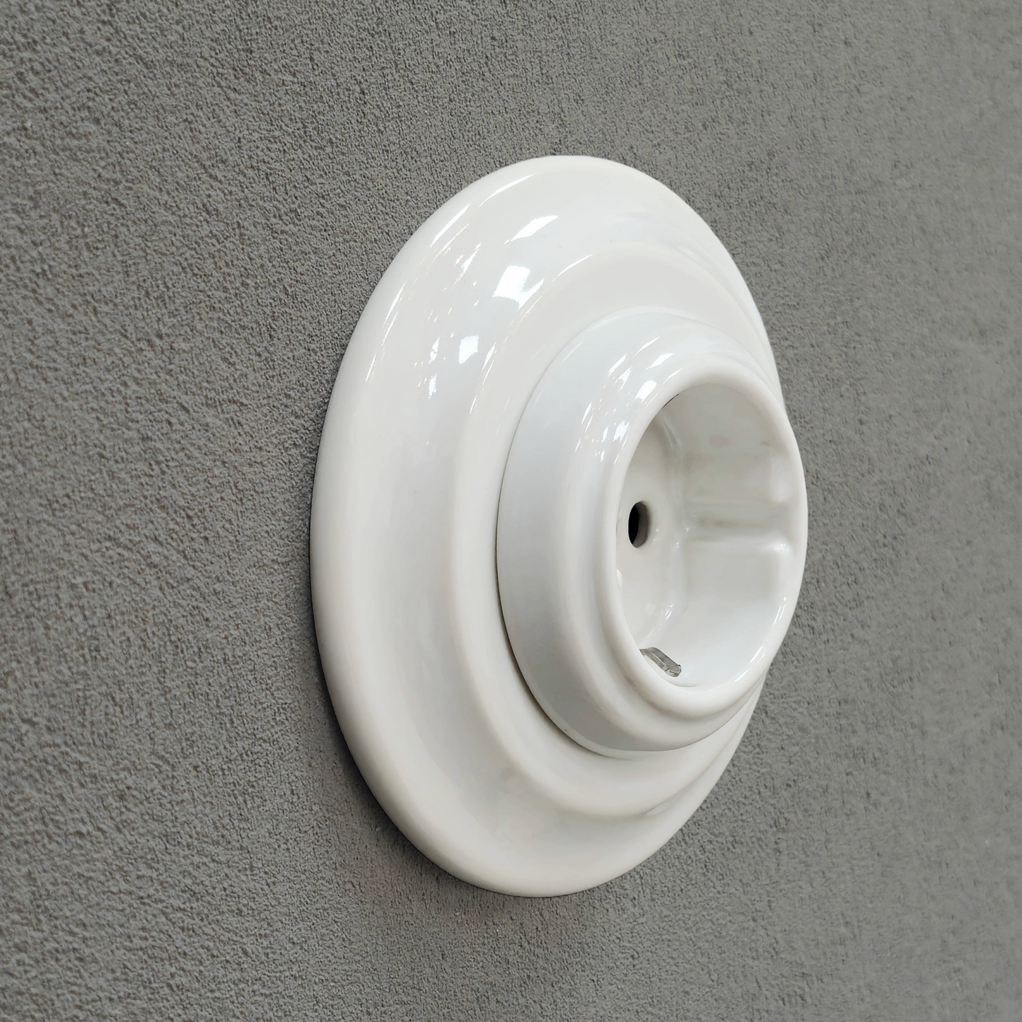 Power Sockets Porcelain German Schuko Loft Retro Electrical Flush-Mounting Vintage Cottage Ceramic White