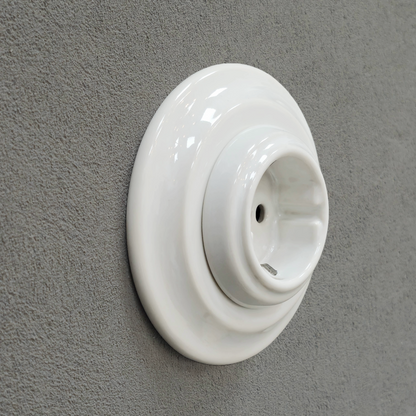 Power Sockets Porcelain German Schuko Loft Retro Electrical Flush-Mounting Vintage Cottage Ceramic White