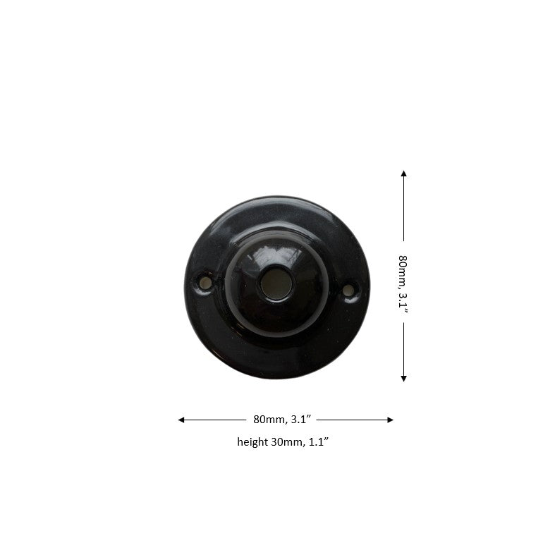 Ceiling Rose Dome Shape Porcelain Surface Mounting Vintage Loft Retro Cottage Ceramic Black