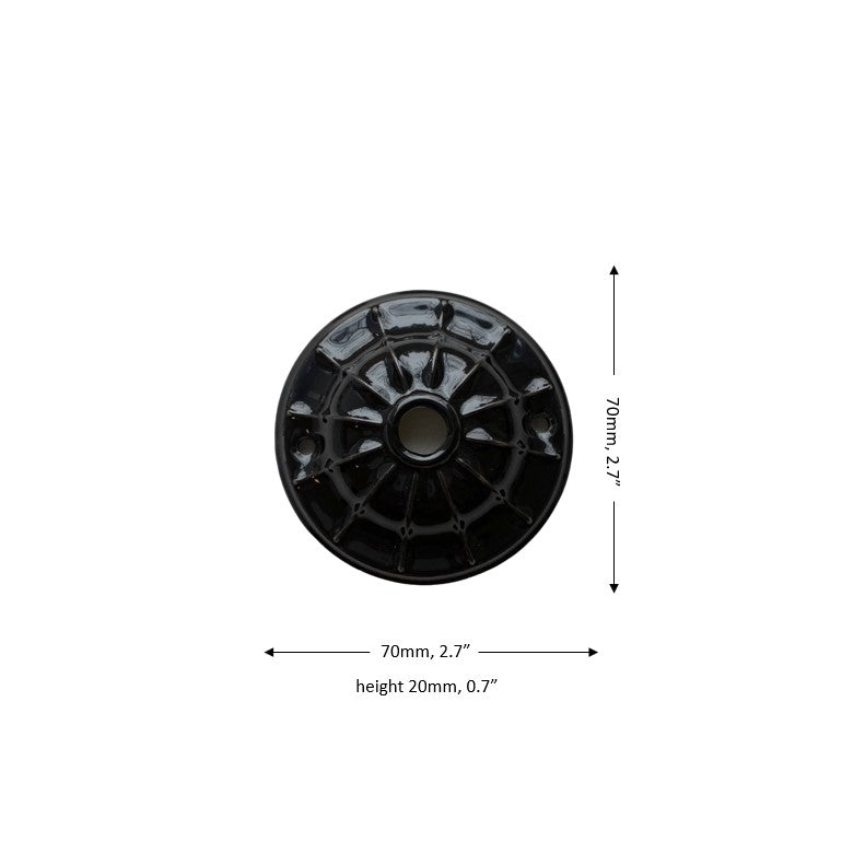 Ceiling Rose Lined Design Porcelain Surface Mounting Vintage Loft Retro Cottage Ceramic Black