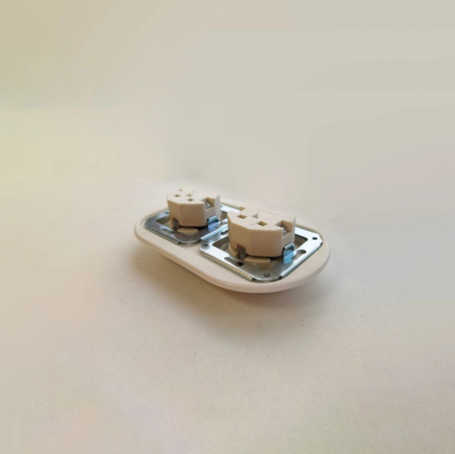 Double Power Socket Porcelain Loft Retro Electrical German Schuko Flush-Mounting Vintage Cottage Ceramic White