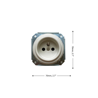 Power Socket Insert Porcelain Loft Retro Electrical French Schuko Flush-Mounting Vintage Cottage Ceramic White