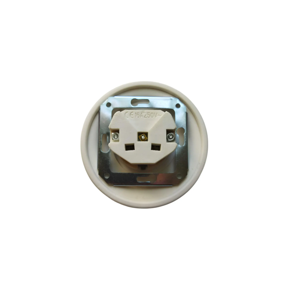 Power Sockets Porcelain German Schuko Loft Retro Electrical Flush-Mounting Vintage Cottage Ceramic White