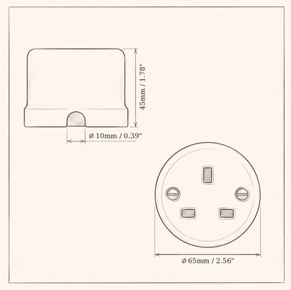 Surface Mount UK Plug Socket (Type G) – Single 3-Pin Grounded Outlet in Black Porcelain Without Frame