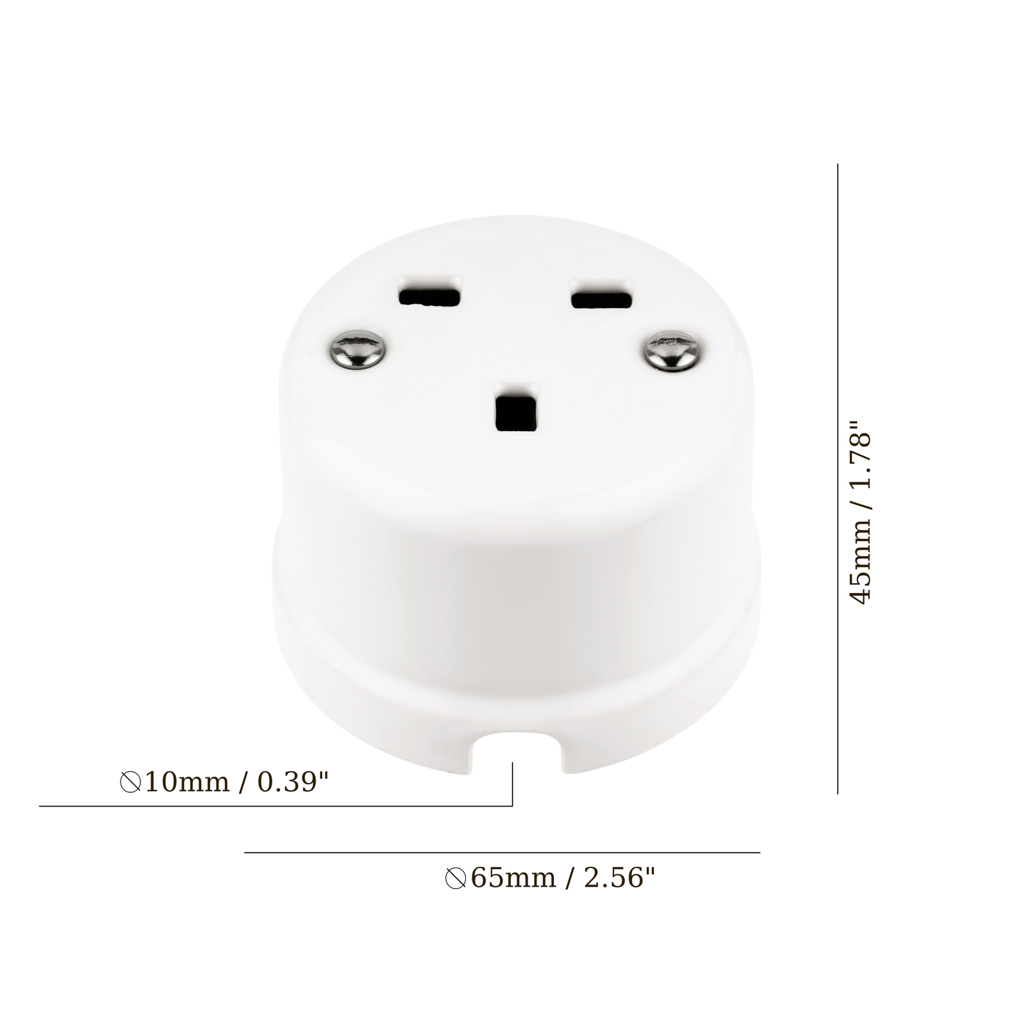 Surface Mount UK Plug Socket (Type G) – Single 3-Pin Grounded Outlet in White Porcelain Without Frame