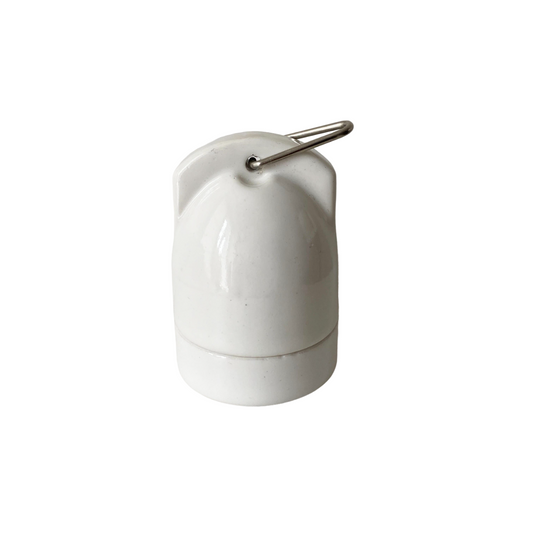Hanging Lamp Holder Porcelain E27 Hanging Vintage Loft Retro Cottage Ceramic White