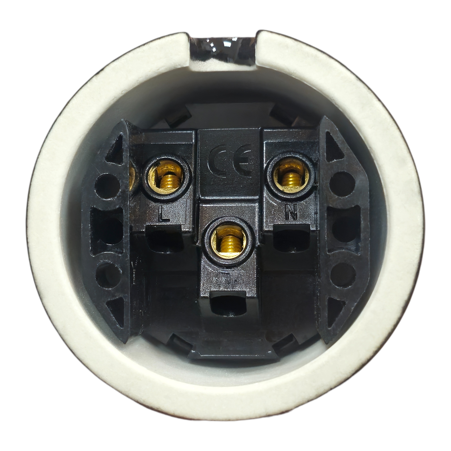 Surface Mount UK Plug Socket (Type G) – Single 3-Pin Grounded Outlet in Black Porcelain Without Frame