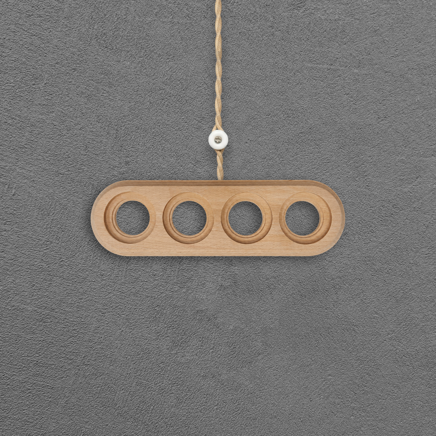 Surface Mount Socket and Switch Quadruple Frame in Light Brown