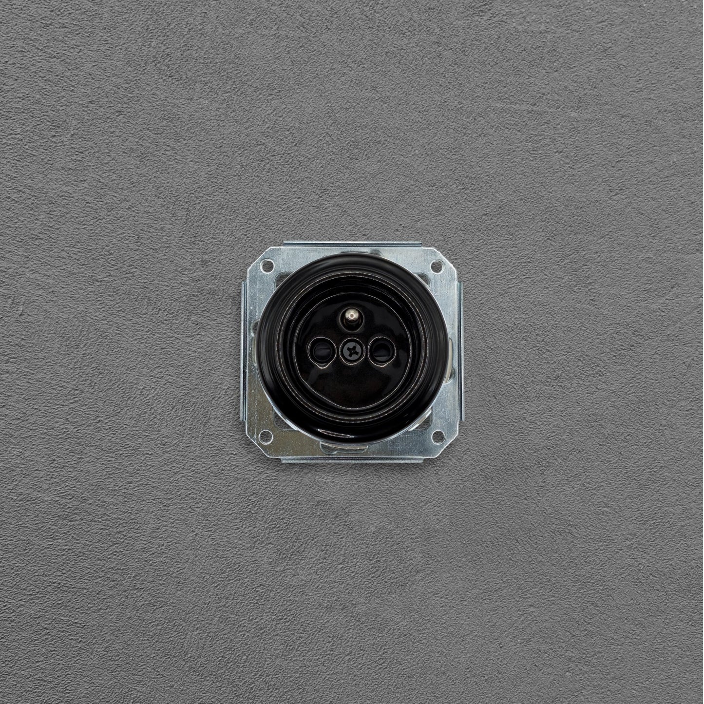 Power Socket Insert Porcelain Loft Retro Electrical French Flush-Mounting Vintage Cottage Ceramic Black