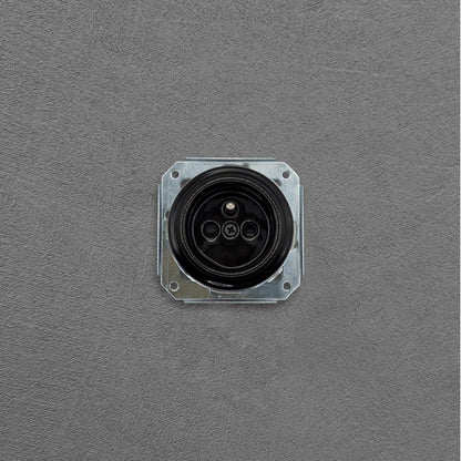 Power Socket Insert Porcelain Loft Retro Electrical French Flush-Mounting Vintage Cottage Ceramic Black