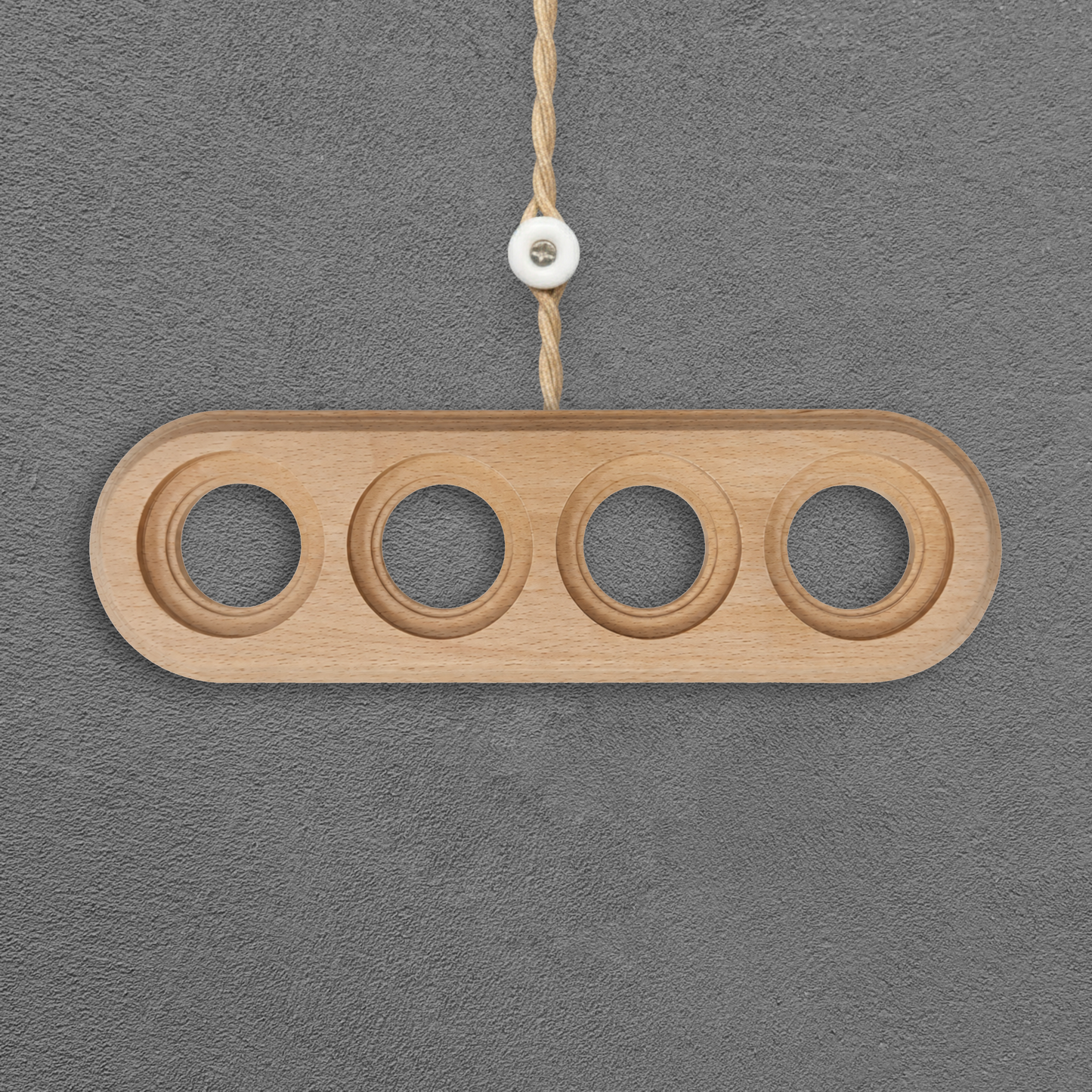 Surface Mount Socket and Switch Quadruple Frame in Light Brown