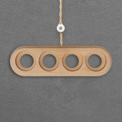 Surface Mount Socket and Switch Quadruple Frame in Light Brown