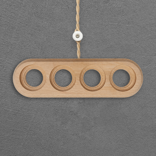 Surface Mount Socket and Switch Quadruple Frame in Light Brown