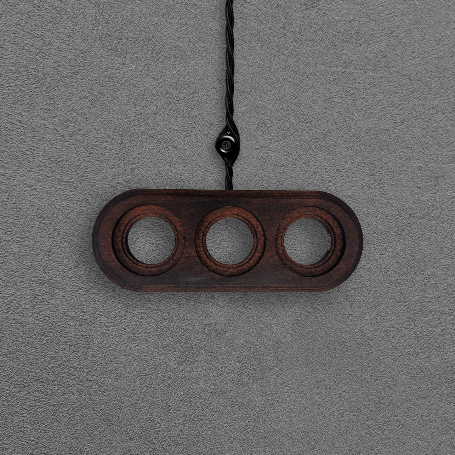 Surface Mount Socket and Switch Triple Frame in Dark Brown