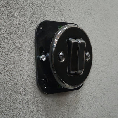 black porcelain 2gang2pole light switch insert, flush-mount, angled