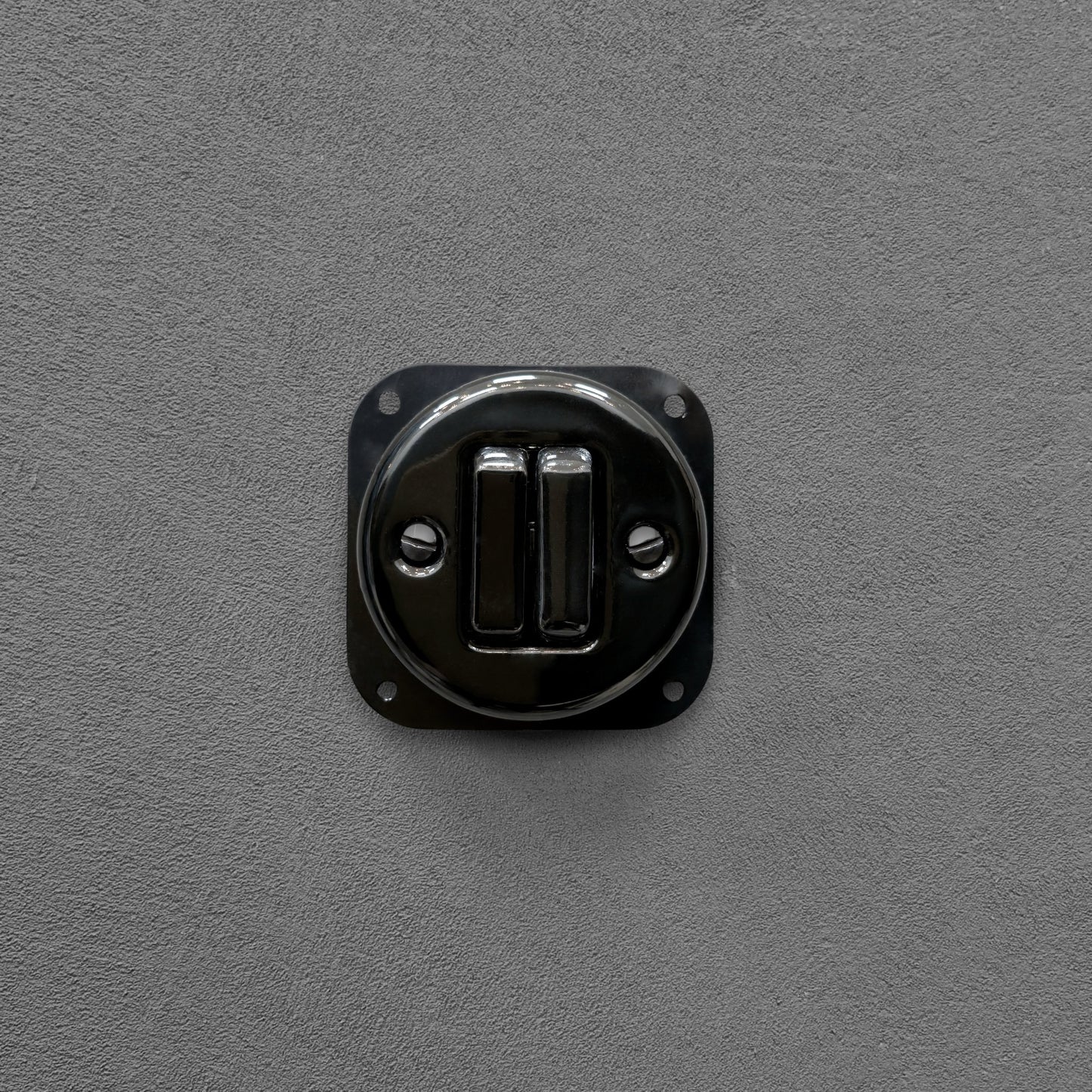 black porcelain 2gang2pole light switch insert, flush-mount