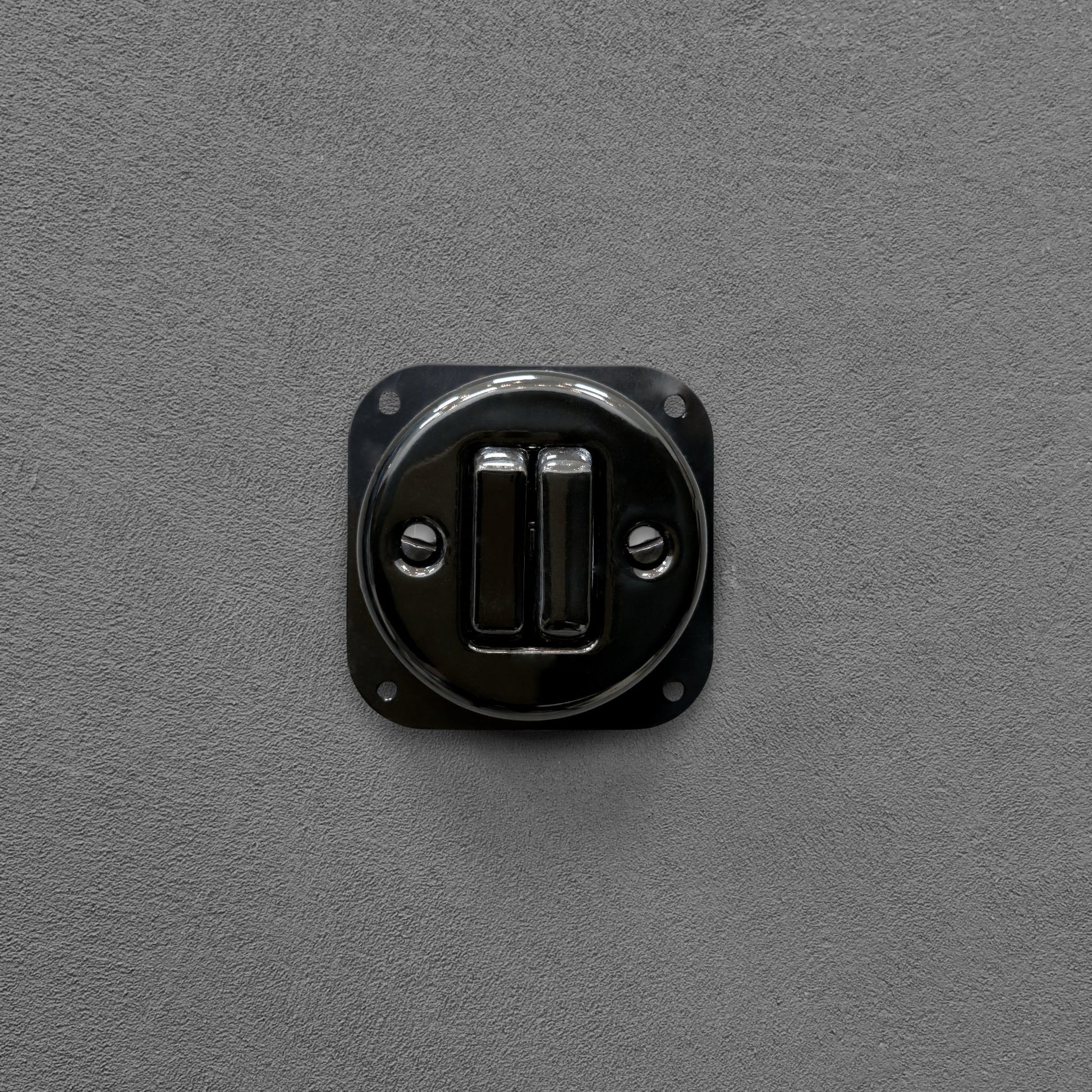 black porcelain 2gang2pole light switch insert, flush-mount