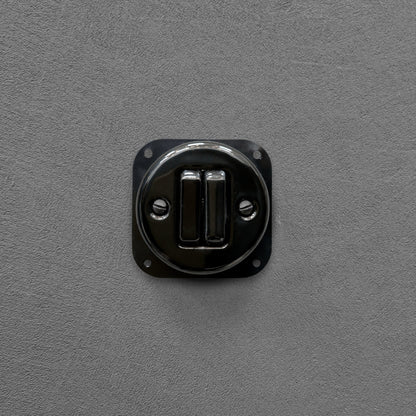 black porcelain 2gang2pole light switch insert, flush-mount