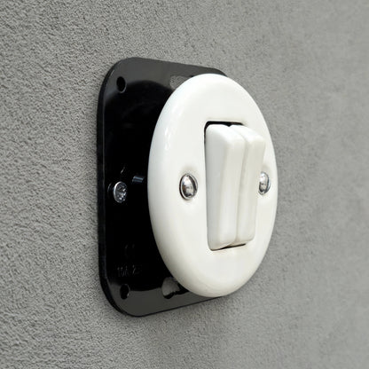 white porcelain 2gang2pole light switch insert, flush-mount, angled