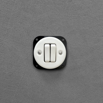 white porcelain 2gang2pole light switch insert, flush-mount