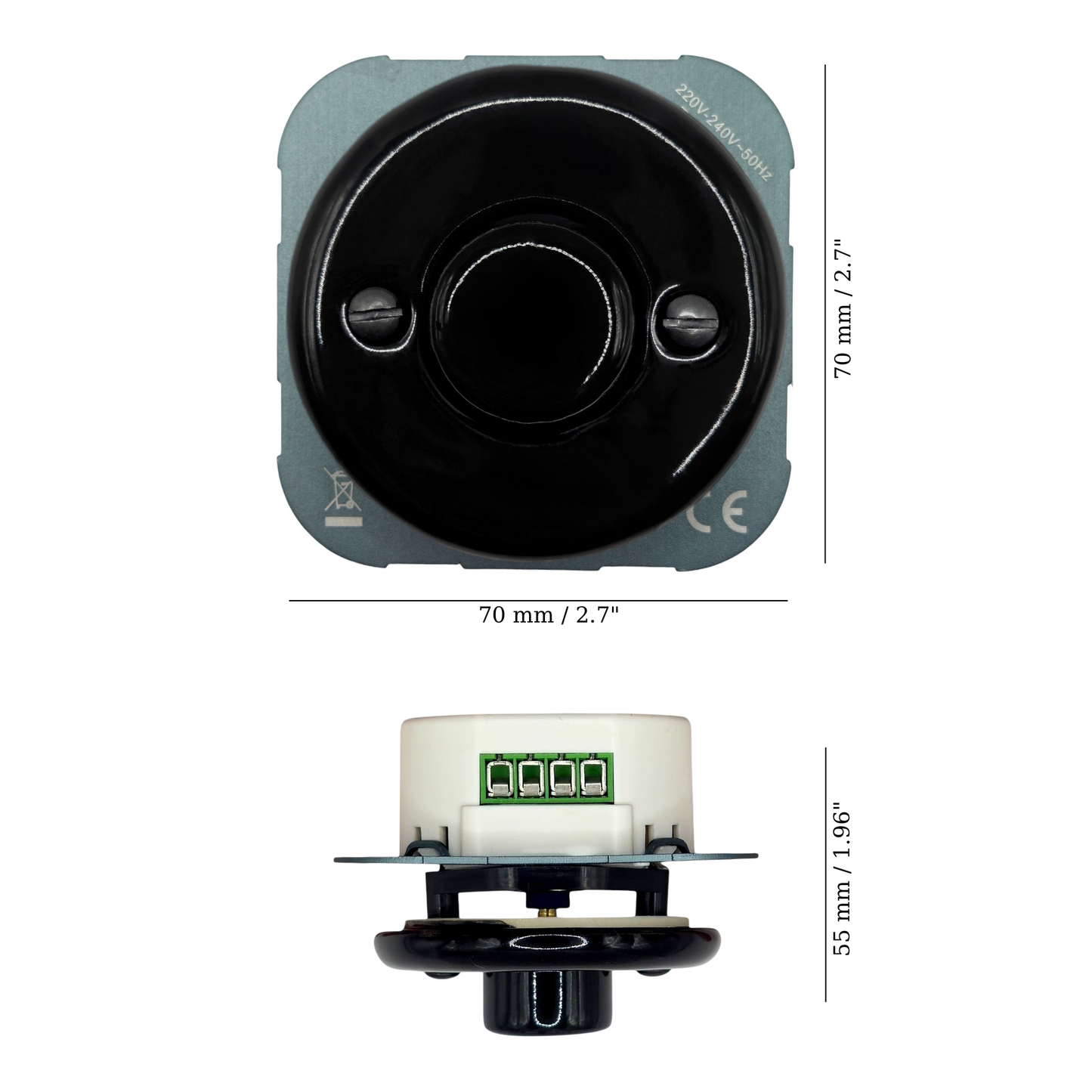 Black Porcelain Dimmer Connection Inner Part Two-Way Switch Flush-Mounted