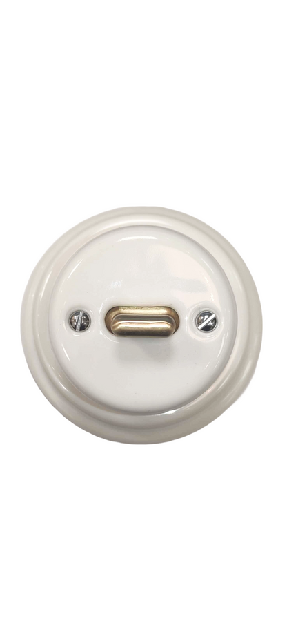 Toggle Wall Light Switch Porcelain Cover 1 Crossing / Intermediate Switch Surface Mounted Loft Retro Vintage Cottage Ceramic White