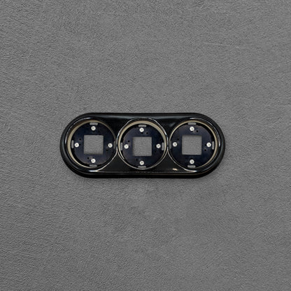 Porcelain Loft Retro Triple Porcelain Frame With Plastic Part Surface Mounted Vintage Cottage Ceramic Black