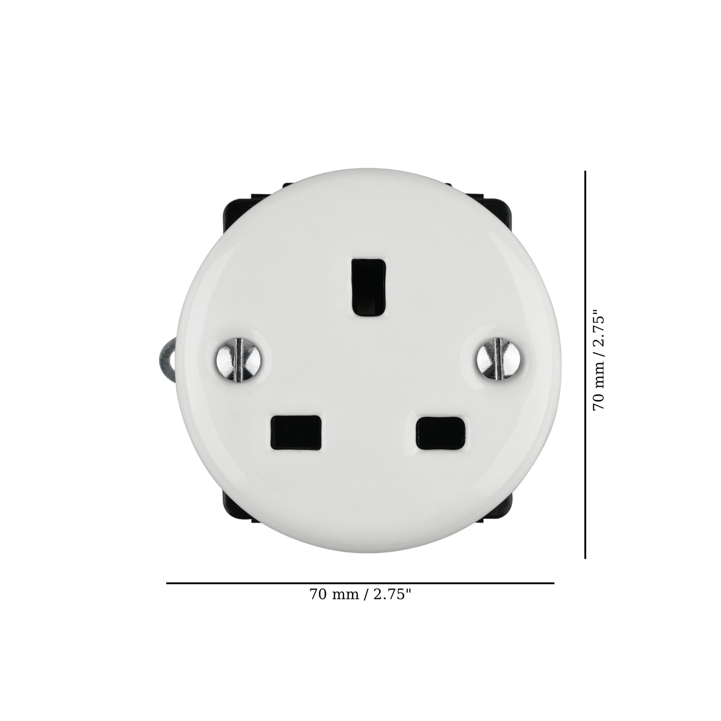 Flush Mount UK Plug Socket Insert (Type G) – Single 3-Pin Grounded Outlet in White Porcelain