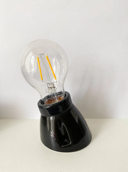 Porcelain Inclined Lamp Holder E27 Vintage Loft Retro Cottage Ceramic Black