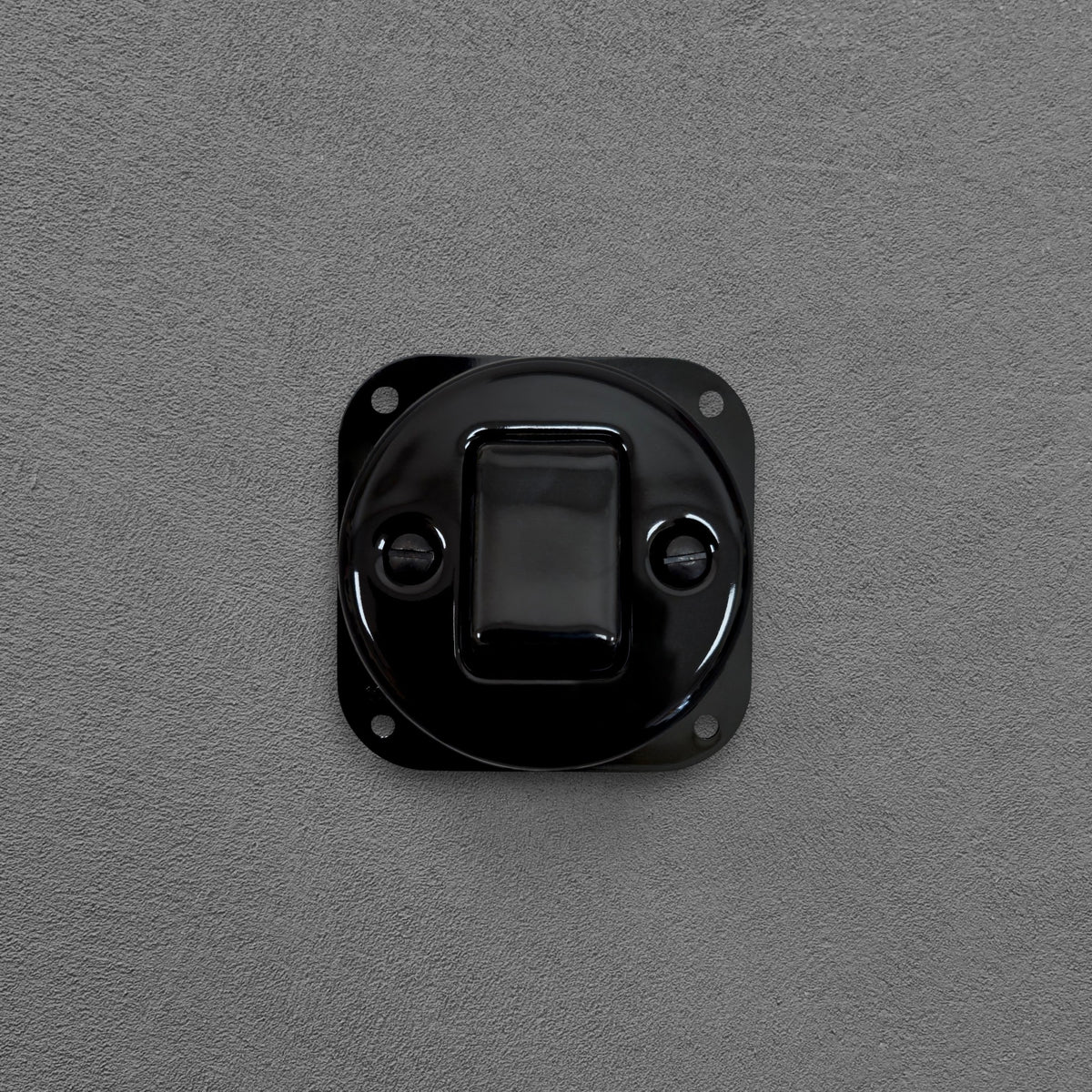 Flush Mount Crossing / Intermediate Rocker Light Switch Insert - Single in Black Porcelain