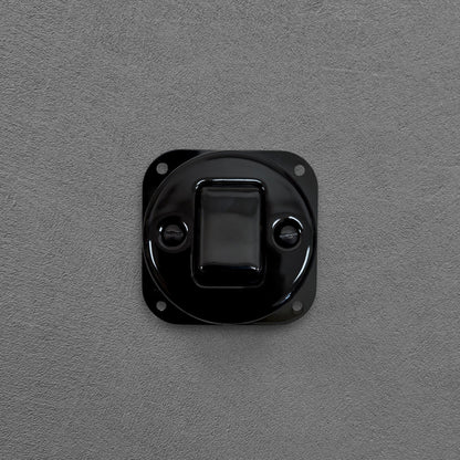 Flush Mount Crossing / Intermediate Rocker Light Switch Insert - Single in Black Porcelain
