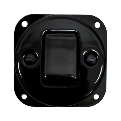 Flush Mount Crossing / Intermediate Rocker Light Switch Insert - Single in Black Porcelain