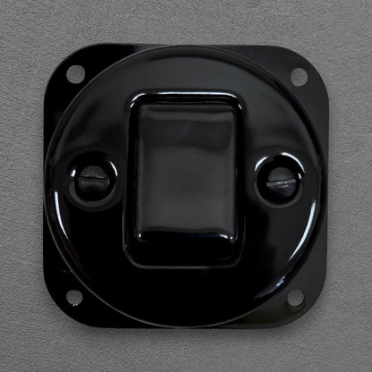 Flush Mount Crossing / Intermediate Rocker Light Switch Insert - Single in Black Porcelain