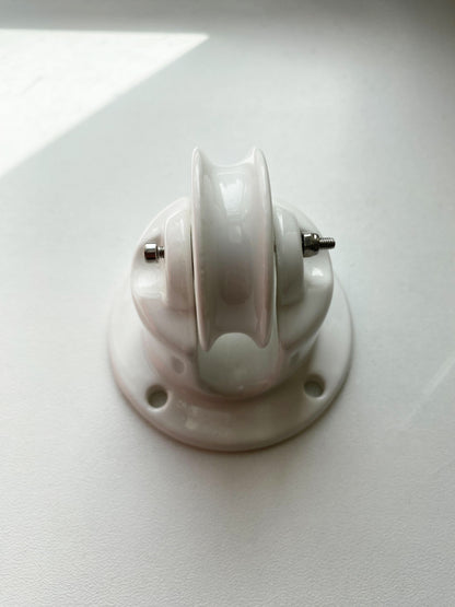 Porcelain Pulley Vintage Loft Retro Cottage Ceramic Surface Mounting White