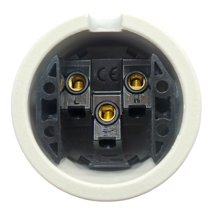 Surface Mount UK Plug Socket (Type G) – Single 3-Pin Grounded Outlet in White Porcelain Without Frame