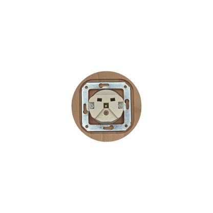 Wooden French Power Socket Porcelain Loft Retro Electrical Flush-Mounting Vintage Cottage Ceramic Natural Beige With White