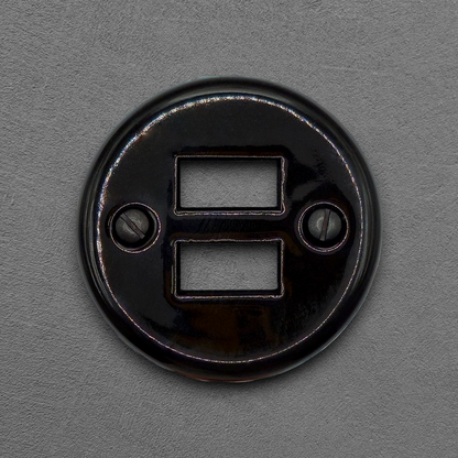 Flush Mount USB Charging Socket Cover in Black Porcelain