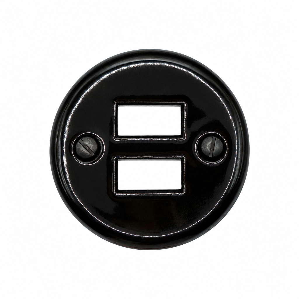 Flush Mount USB Charging Socket Cover in Black Porcelain