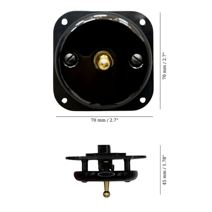 black porcelain 1gang2pole toggle light switch insert, flush-mount, measurements
