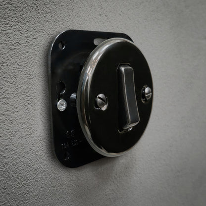 black porcelain 1gang2pole light switch insert, flush-mount, angled